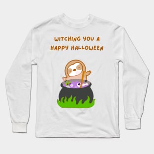 Wishing You A Happy Halloween Witch’s Brew Sloth Long Sleeve T-Shirt